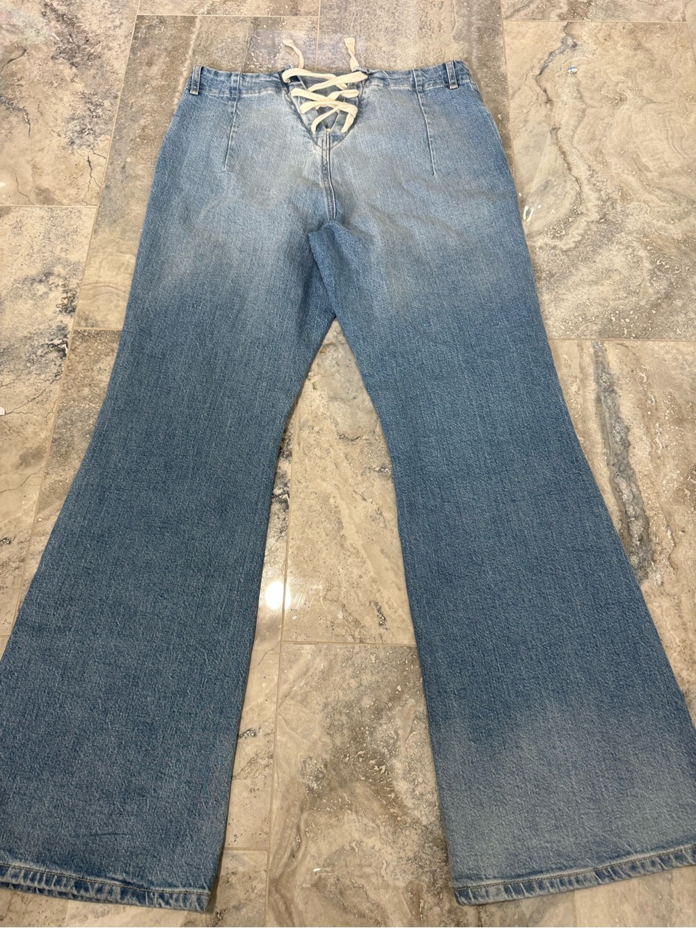 BDG Y2K Light Blue Lace-Up Flare Jeans